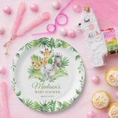 Oerwoud Dierensafari Groen Baby shower Papieren Bordje (Feest)