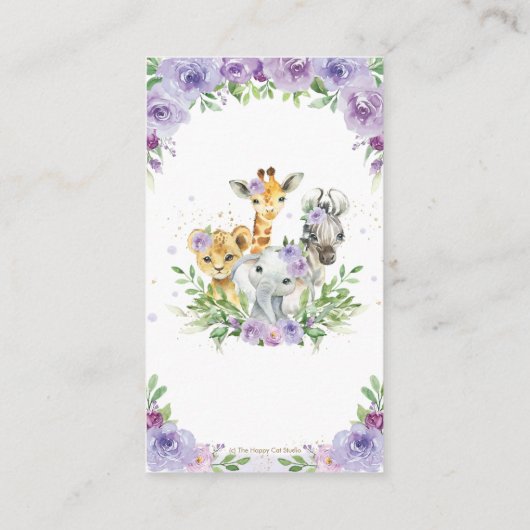 Oerwoud Dierensafari Paarse Bloemen Boeken voor Ba Informatiekaartje (Achterkant)