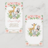 Oerwoud Dierensafari Roze Bloemenluier Raffle Informatiekaartje (Voorkant / Achterkant)
