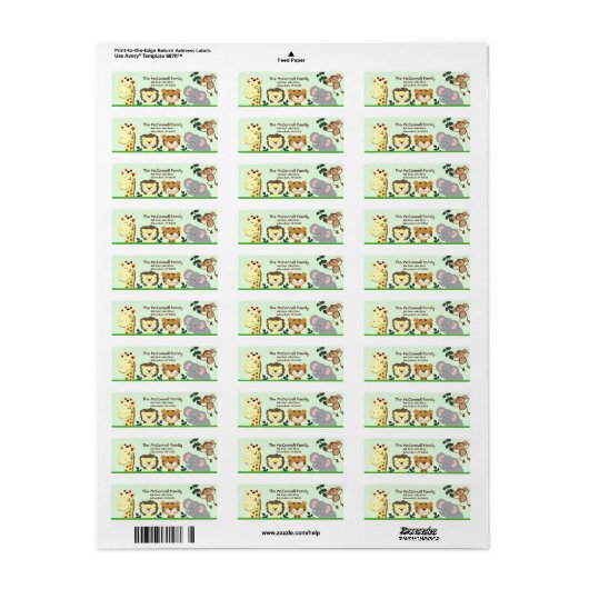 Oerwoud dierentuin ADRESETIKETTEN PRINTABLE Etiket (Full Sheet)