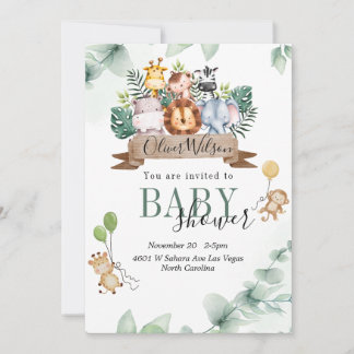 Oerwoud Dierlijk Baby shower Kaart