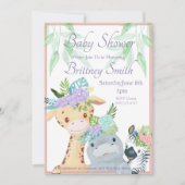 Oerwoud Dierlijk Baby shower Nodig uit, Douche Sja Feestdagenkaart (Voorkant)