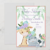 Oerwoud Dierlijk Baby shower Nodig uit, Douche Sja Feestdagenkaart (Voorkant / Achterkant)