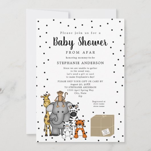 Oerwoud Dierlijk Baby shower van ver Kaart (Voorkant)
