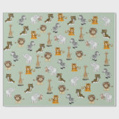 Oerwoud Dierlijk Collectie op de grond Cadeaupapier (Vlak)