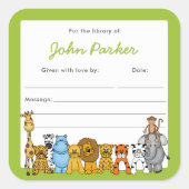 Oerwoud Dierlijke Boekplaat met aangepaste kleuren Vierkante Sticker (Voorkant)