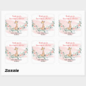 Oerwoud Dierlijke Giraffe Eucalyptus Roze Bloemen  Vierkante Sticker (Vel)