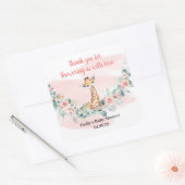 Oerwoud Dierlijke Giraffe Eucalyptus Roze Bloemen  Vierkante Sticker (Envelop)