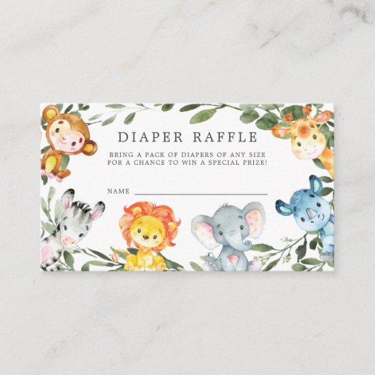 Oerwoud Dierlijke Raffle Baby shower Card Informatiekaartje (Voorkant)