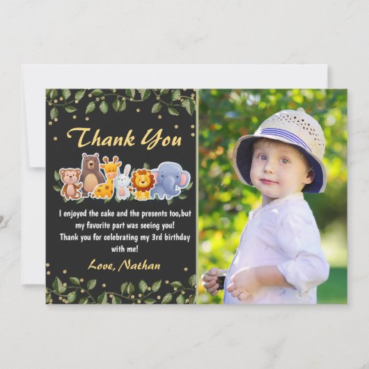 Oerwoud diervriendelijke dierentuin bedankkaart (Voorkant)