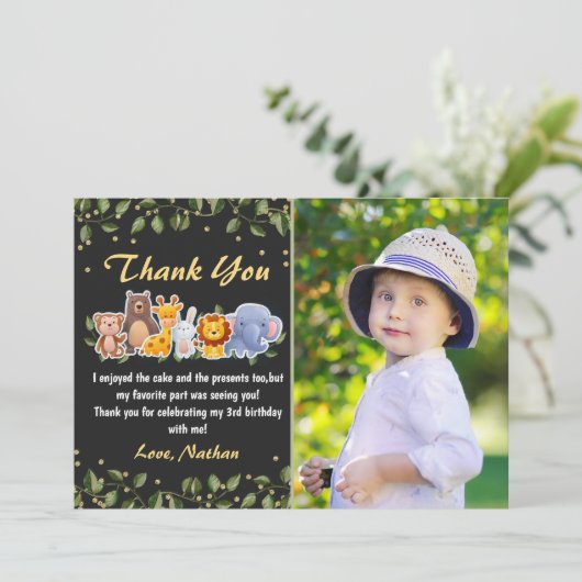 Oerwoud diervriendelijke dierentuin bedankkaart (Staand voorkant)