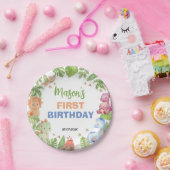 Oerwoud Dinosaur Boy Verjaardagsfeestje Papier Bor Papieren Bordje (Feest)