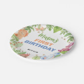 Oerwoud Dinosaur Boy Verjaardagsfeestje Papier Bor Papieren Bordje (Gekanteld)