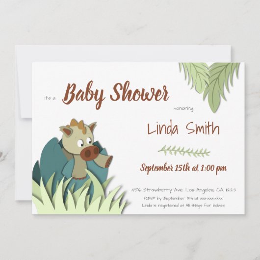 Oerwoud Dinosaur Hatching Neutraal Baby shower Kaart (Voorkant)