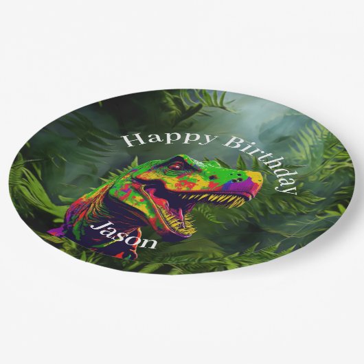 Oerwoud Dinosaur Party Fun Papieren Bordje (Gekanteld)