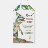 Oerwoud Dinosaur T Rex 3e verjaardagsfeestje Cadeaulabel (Voorkant)