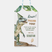Oerwoud Dinosaur T Rex 3e verjaardagsfeestje Cadeaulabel (Achterkant)