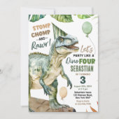 Oerwoud Dinosaur T Rex 3e verjaardagsfeestje Kaart (Voorkant)