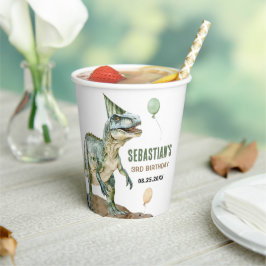 Oerwoud Dinosaur T Rex 3e verjaardagsfeestje Papieren Bekers