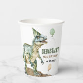 Oerwoud Dinosaur T Rex 3e verjaardagsfeestje Papieren Bekers (Voorkant)