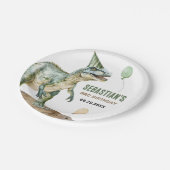 Oerwoud Dinosaur T Rex 3e verjaardagsfeestje Papieren Bordje (Gekanteld)