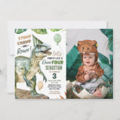 Oerwoud Dinosaur T Rex 3rd Birthday Party Foto Kaart (Voorkant)