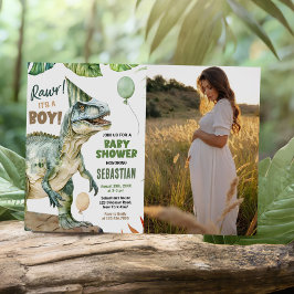 Oerwoud Dinosaur T Rex Baby Boy Shower Foto Kaart