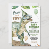 Oerwoud Dinosaur T Rex Baby Boy Shower Kaart (Voorkant)