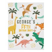 Oerwoud Dinosaur T-Rex Kids Verjaardag Welkom Teke Perfect Poster (Voorkant)