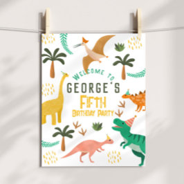 Oerwoud Dinosaur T-Rex Kids Verjaardag Welkom Teke Perfect Poster