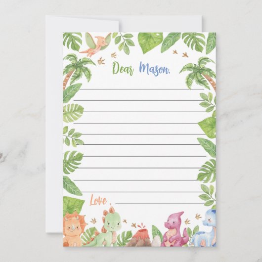 Oerwoud Dinosaur Time Capsule Opmerking Bericht Ka Bedankkaart (Voorkant)