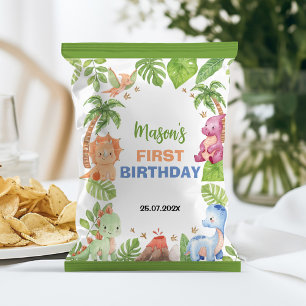 Oerwoud Dinosaurus 1e Verjaardag Chip Bag Wrapper Flyer