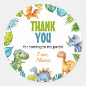 Oerwoud Dinosaurus Boy Labels Verjaardag Baby show (Voorkant)