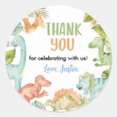 Oerwoud Dinosaurus Boy Labels Verjaardag Baby show (Voorkant)