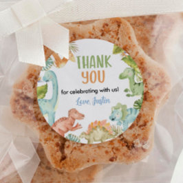 Oerwoud Dinosaurus Boy Labels Verjaardag Baby show