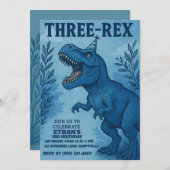 Oerwoud Dinosaurus Drie-rex Verjaardag Kaart (Voorkant / Achterkant)