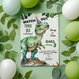 Oerwoud Dinosaurus Drie-rex Verjaardag Kaart