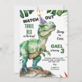 Oerwoud Dinosaurus Drie-rex Verjaardag Kaart (Voorkant)