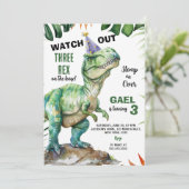 Oerwoud Dinosaurus Drie-rex Verjaardag Kaart (Staand voorkant)