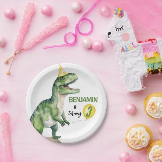 Oerwoud Dinosaurus Drie-rex Verjaardag Papieren Bordje (Feest)