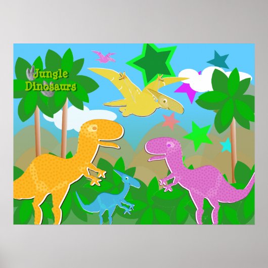 Oerwoud Dinosaurus KleurenPoster Poster (Voorkant)