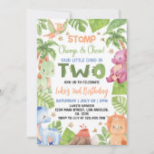 Oerwoud Dinosaurus Schattige Boy 2e Verjaardag Uit Kaart (Voorkant)