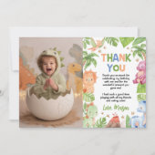 Oerwoud Dinosaurus Schattigee Jongen Verjaardag Pa Bedankkaart (Voorkant)