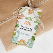 Oerwoud Dinosaurus Verjaardag Dank u Label Cadeaulabel
