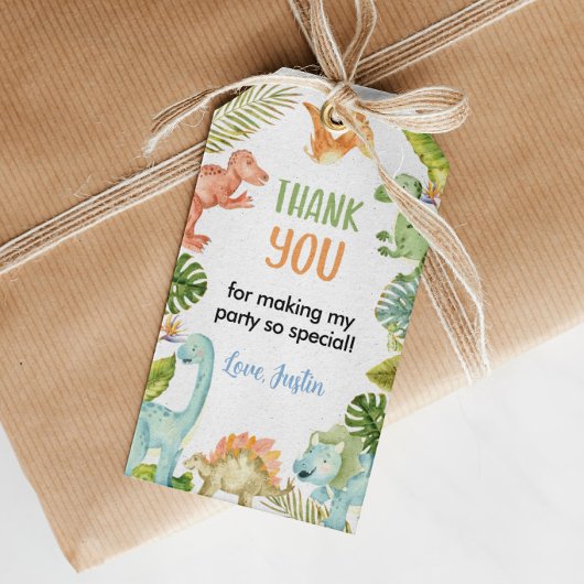 Oerwoud Dinosaurus Verjaardag Dank u Label Cadeaulabel