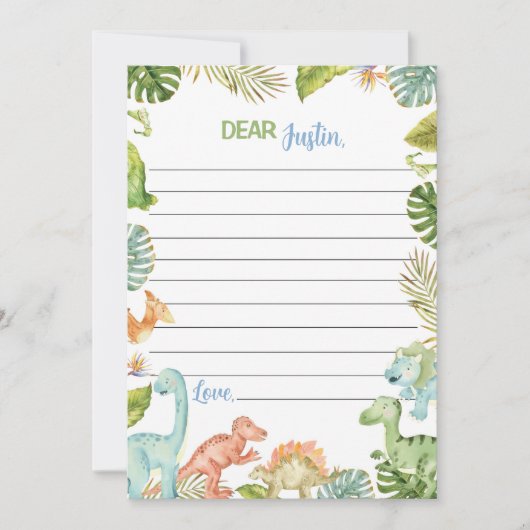 Oerwoud Dinosaurussen Tijd Capsule Nota Bericht Ka Bedankkaart (Voorkant)