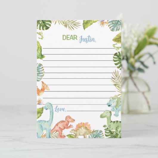 Oerwoud Dinosaurussen Tijd Capsule Nota Bericht Ka Bedankkaart (Staand voorkant)