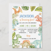 Oerwoud Dinosaurussen Verjaardagsfeestuitnodiging Kaart (Voorkant)