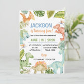 Oerwoud Dinosaurussen Verjaardagsfeestuitnodiging Kaart (Staand voorkant)