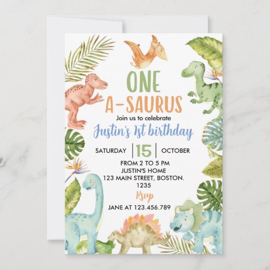 Oerwoud Dinosaurussen Verjaardagsfeestuitnodiging Kaart (Voorkant)